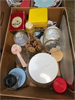 Glass jars, metal tins