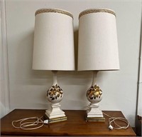 Two Gold and White Table Lamps