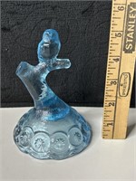 LE Smith Blue Glass Owl Ring Holder