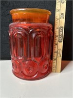 LE Smith Amberina Glass 8" Canister No Lid