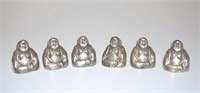 Set six silver metal Buddha form card holders