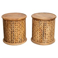 West Elm "Willis" Mango Wood Accent Tables, Pair