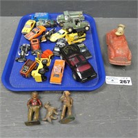 Assorted Diecast Cars, Metal Figures, Etc