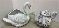Lot includes Lladro swan trinket dish 7” H - made