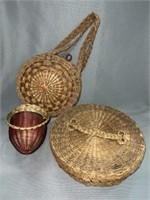 Woven Sewing Basket with Purses