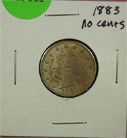 1883 No Cents Liberty Nickel AU