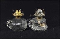 Antique Victorian Pressed Glass Clear Finger Lamps