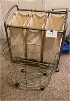 3 Bin Rolling Laundry Cart & Wire Laundry