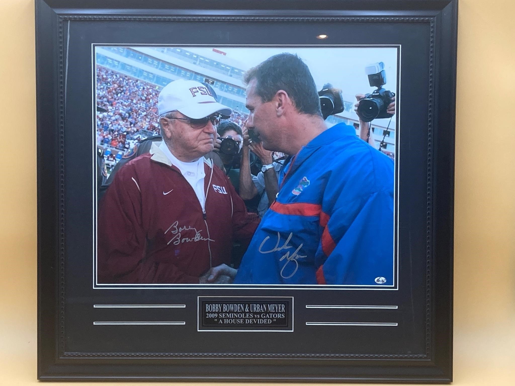 Signed Framed Bobby Bowden & Urban Meyer Photo