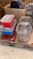 Group of PYREX ‘Fridgies’ w/lids & other glass