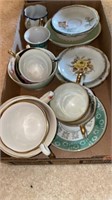 Group of painted porcelain serving drink ware