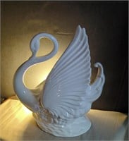 Mid Century Ceramic White Swan TV Lamp, Maddox of