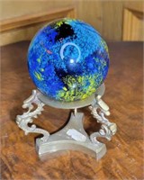 Abstract Hemisphere Planet Art Glass Paperweight