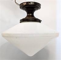 Milk Glass Diamond Point Ceiling Light