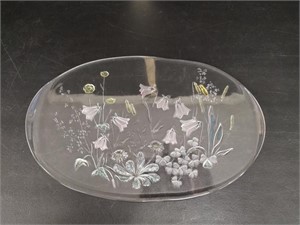 Glass Embossed Tray Meadow Flowers