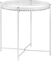 B1806 Side Table Silver 15.7"x15.7"x16.1" Glass