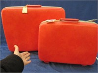 2 vintage red samsonite luggage pieces