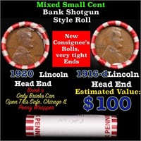 Mixed small cents 1c orig shotgun roll, 1916-d Lin