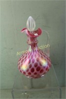 FENTON HONEYCOMB CRANBERRY OPALESCENT CRUET