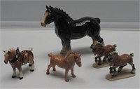 1-5" SHIRE CLYDESDALE HORSE & 4 HAGEN RENAKER