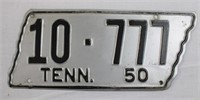 Silver 1950 TN license plate