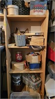 Wood shelf unit and contents- buttons