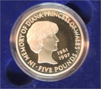1997 Princess Diana five pounds sterling silver