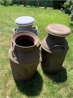 Three milk cans, rough condition