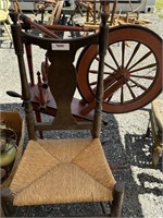 Queen Anne Chair & Painted Spinning Wheel