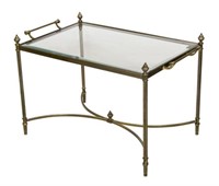 BRASS FRAMED GLASS TOP SERVICE TABLE