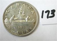 1957 Canadian Silver One Dollar Coin