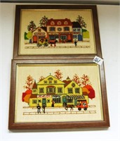 2 Needle Work Pictures(10" W x 7 1/4" L)