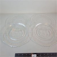 Clear Depression Glass Dinner Plates Set of 4-9.5"