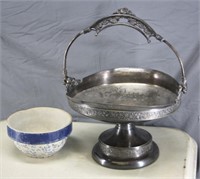 NS: SILVER PLATE & POTTERY BOWL