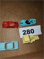 4 PLASTIC VTG. SLOT CAR BODIES- BEETLE- TRUCK &