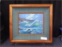 BEAUTIFUL TEAK FRAMED ORIGINAL OIL ON CANVAS