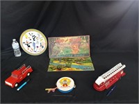 TRUCK,TAMBOURINE,PART OF A GAME & FIRETRUCK