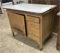 Antique Kitchen Cabinet with Sliding Enamel Top
