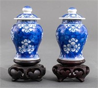 Chinese Blue & White Diminutive Ginger Jars, 2