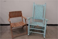 Rocking Chair and Wood Folding Chair