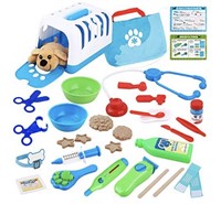 New D-FantiX Vet Kit for Kids, 34Pcs Pretend Play