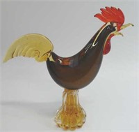 Large Murano glass red Rooster 27cm H