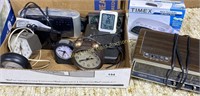 Box Of Assorted Clocks And Clock Radios