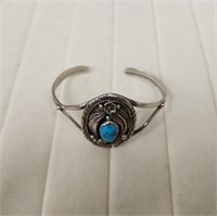 Sterling Silver Bangle Bracelet with Turquoise Col