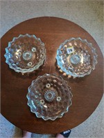 3 Fostoria footed candle holders vintage