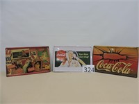 Three Coca Cola Metal Advertising Signs