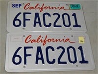 Pair of California License Plates