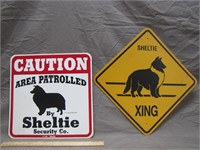 2 Assorted Metal Dog (Sheltie) Signs