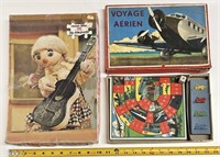 Vieux puzzle de Bobinette+ jeu 50’s avec avions