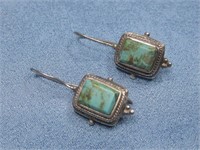 Sterling Silver & Turquoise Earrings Hallmarked
